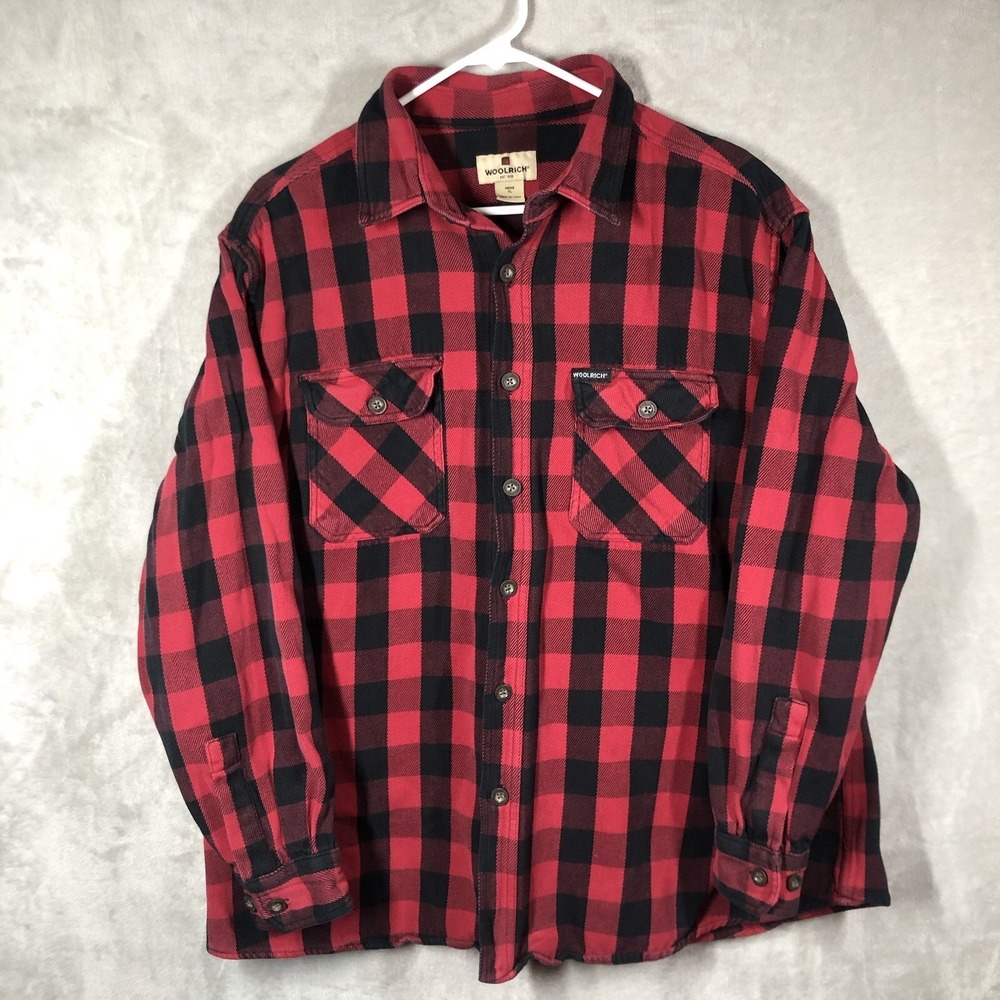 Woolrich Buffalo Plaid Shirt Mens XL Red Black Lumberjack Work Utility Americana